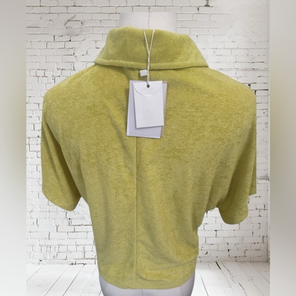 Andie Cropped Button-Up Terry Top Small NWT Green Soft Stretch Terry Loungewear - Picture 4 of 4